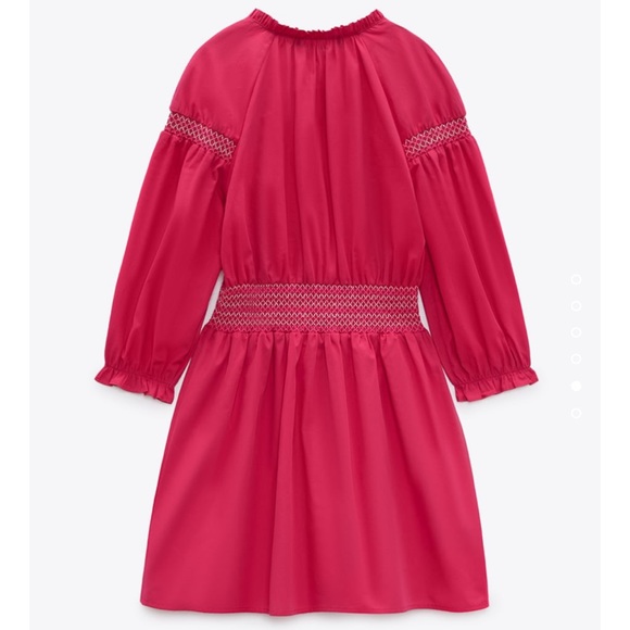 ZARA CONTRASTING ELASTIC DETAIL POPLIN DRESS - Picture 3 of 4